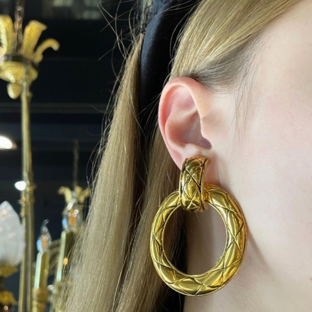 Chanel door knocker quilted hoops